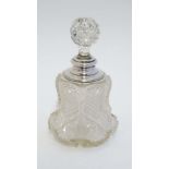 A cut glass scent / perfume bottle with silver mounts hallmarked  London 1921 maker Henry