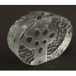 Scandinavian Retro Glass: A Nybro, Sweden clear studio art glass candle holder formed as an oval