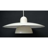 Vintage Retro :  A Danish Poulson style pendant lamp in white livery ,15" diameter.
 CONDITION: