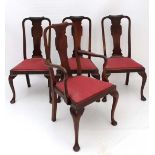 A set of 4 ( 3+1)  walnut Queen Anne style dining chairs with drop in seats 39 3/4" high  CONDITION: