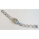 An Art Deco chromium Tanque cased mechanical gents bracelet wrist watch  with G&W jewelled