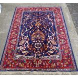 Rug / Carpet : a Large 20thC Sarook Kashan ( Silk ) rug , with tree of life decoration to middle