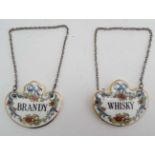 2 x Coalport china decanter labels (Whisky & Brandy) CONDITION: Please Note -  we do not make