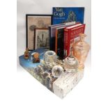 Assorted miscellaneous items to include glassware, Wade, auction catalogues, books + picture