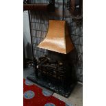 Electric fire with marble like base and copper hood  CONDITION: Please Note -  we do not make