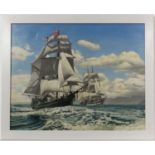 F C Woodington  XX (Faversham Art Society)
Oil on canvas 
A Brigantine and a Barque in full sail off