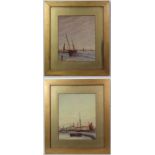 P. Beverley Early XIX Marine School
Watercolour , a pair
A harbour scene and moored fishing boat