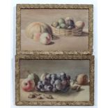 XIX English School,
Watercolours , a pair,
Still life of fruit, Grapes, peaches, Cob nuts, etc.
8