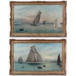 Beaton 1905
Oil on canvas,
Racing Yachts in coastal Waters
Each signed and dated 1905,
13 7/8 x 24 "