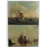 Manner of George Callow XIX Marine School
Oil on canvas , a pair
Seascapes with Fishing Boats,
17