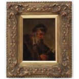 Early 19th C East European School
Oil on fielded oak panel
The Scribe,
6 x 4 5/8" CONDITION: