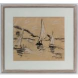 Paul Lucien Maze (1887-1979)
Pastel and charcoal
Yachts at sea
Signed and dated '59' lower right
8