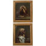 XIX English Canine School
Oil on canvas , a pair
A pair of Dog paintings, Before and After Dinner