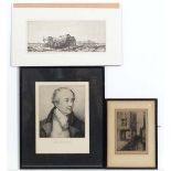 Etching, print and engravings (3) 
After Rembrandt , ' Landscape with a hut and a barn'
After W