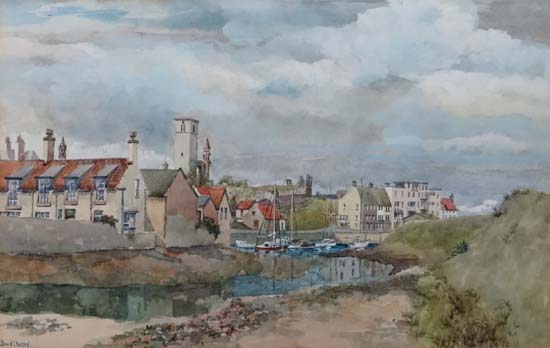 John.A.S. Duncan XX Scottish,
Watercolour and gouache,
' Low Tide ',
Signed lower left and with - Image 2 of 4