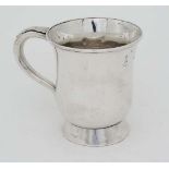 An old Sheffield plate 1/2 pint mug Indistinctly marked and numbered ' no. 1' 3 3/4" high