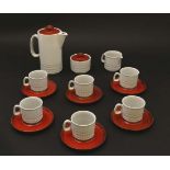 Vintage Retro :  a West German ' Ceramano ' coffee set comprising of a coffee pot, milk jug,