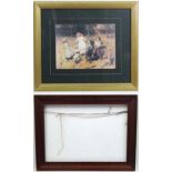 Frames : 1 a moulded mahogany frame3 1/5" wide with internal measurement 22 3/4 x 32 1/4" 
& a
