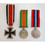 WWII : A Nazi second - class Iron Cross ( Eisernes Kreuz ) , together with two British campaign