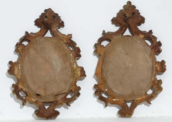 18thC George III,
A pair of gilt Florentine oval framed, paper Filigree mounted hand coloured - Image 2 of 5