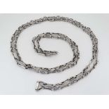 A 925 silver long guard chain with scroll decoration. Approx 74” long   CONDITION: Please Note -  we