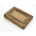 Kitchenalia : A late 19thC / early 20thC  wooden Shortbread mould of rectangular form with applied