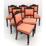 A set of late Victorian upholstered walnut dining chairs 36 1/2" high 
 CONDITION: Please Note -  we