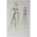 Fashion Designs,
Miss M Landman circa 1954 vintage Zara Fashion Designs,
Pencils on paper,
Evening