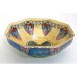 A 1920s Grimwades Art Deco '' Byzanta ware '' luster octagonal bowl , the interior having central