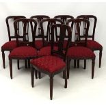 Matching to previous lot. A set of 8 overstuffed dining chairs with pierced backsplats  39 1/2" high