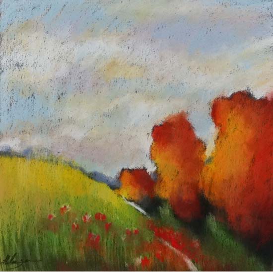 Helen Zarin (1970) Iran,
Pastel,
' Autumn Landscape ',
Signed lower left and labelled verso with - Image 3 of 4
