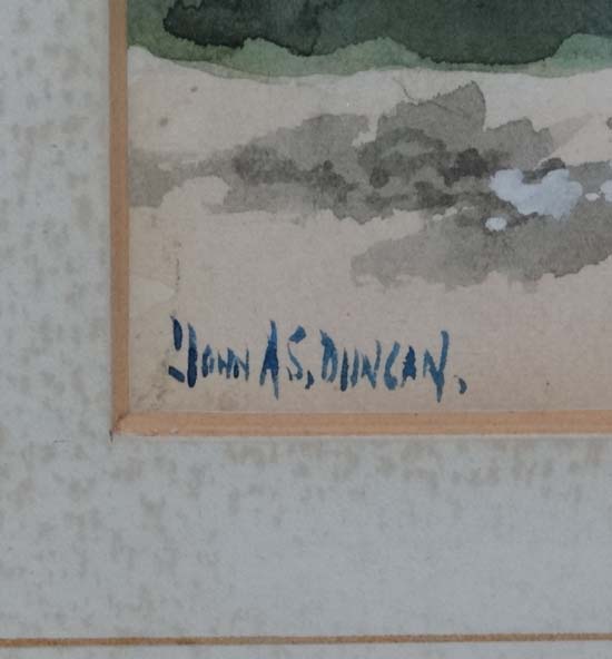 John.A.S. Duncan XX Scottish,
Watercolour and gouache,
' Low Tide ',
Signed lower left and with - Image 3 of 4