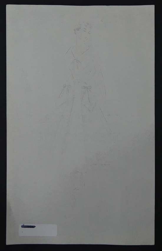 Fashion Designs,
Miss M Landman circa 1954 vintage Zara Fashion Designs,
Pencils on paper,
Dress ' - Image 2 of 2