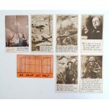 Militaria : a series of four commemorative WWII postcards , having sepia illustrations of military