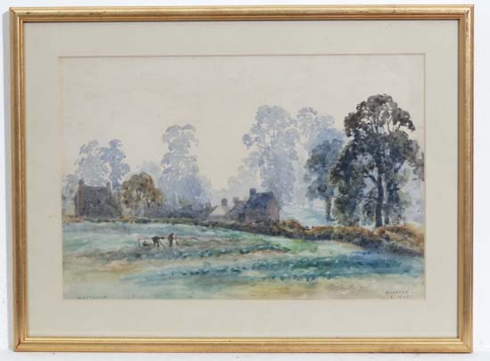 H Draper 1908
Watercolour
' Whitnash'
Signed lower right and titled lower left
7 1/2 x 11 1/4"