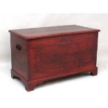 A 19thC pine comb decorated blanket box / coffer the lid hinging to reveal candle box with 2 drawers