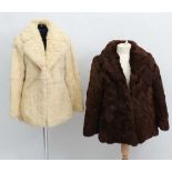 Vintage fur jackets - 2 x Coney ladies hip length fur jackets. 1 dark brown with side pockets and