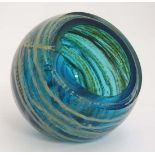 Mdina Glass : A Maltese glass pot of spherical form. Approx 4 3/4" high CONDITION: Please Note -  we