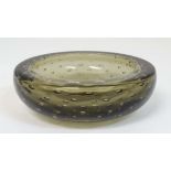 Whitefriars : a Geoffry Baxter designer Glass bowl with pewter colour and air inclusions and