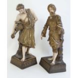 Two early 20thC Austrian , Ernst Wahliss figurines of Turkish water carriers, on tapering square