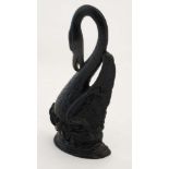 A 19thC cast iron doorstop in the form of a swan 15 1/2" high  CONDITION: Please Note -  we do not