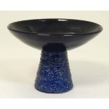 Scandinavian Retro Ceramics: A Tällberg, Swedish art pottery pedestal bowl , decorated in cobalt