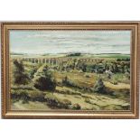 GM Scott 1988,
Oil on canvas,
Railway Viaduct ( possibly Ribblehead , Yorkshire )
Signed and dated