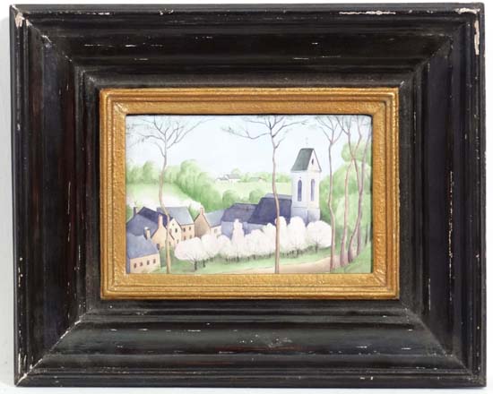 ...La Forestier XIX-XX
A Limoge enamelled plaque
A rural Brittany scene
Signed lower right