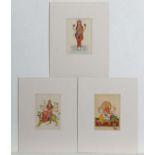 Nepalese Art,
3 gouaches miniatures of Hindu Deities on paper,
Ganesha , Lakshmi and Durga ,
Each