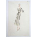 Fashion Designs,
Miss M Landman circa 1954 vintage Zara Fashion Designs,
Pencils on paper,
Dress '