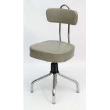Vintage Retro :  an Early Art Deco chrome and vinyl adjustable height swivel office chair with