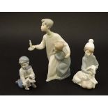 Two Lladro figure groups, to include; '' Shepherd Boy '' number 4676 and '' Boy in Nightshirt '',