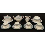 A late 19thC part tea set, to include; Teapot , milk jug , sucrier, slop bowl, 3 cups and 3 saucers.