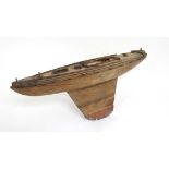 An early 20thC 24'' Pond Yacht Hull. Having hollow wooden hull with lead weighted keel.  The deck